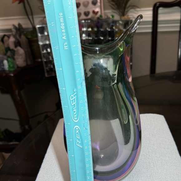 VTG MURANO SOMMERSO HANDBLOWN ARTGLASS TRICOLORS LARGE VASE - Picture 5 of 8